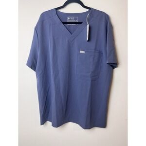 Figs Slim Leon Scrub Top Mens 2XL Blue 2 Pocket‎ NWT Nursing Top